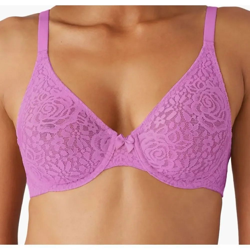 Wacoal NWT Halo Lace Full Figure Underwire Bra Pink sz 34D